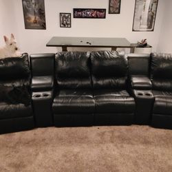 Black Leather Recliner Sofa