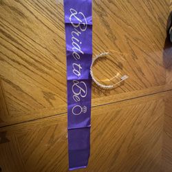 Purple & Silver Bride To Be Sash w/ Tiara 