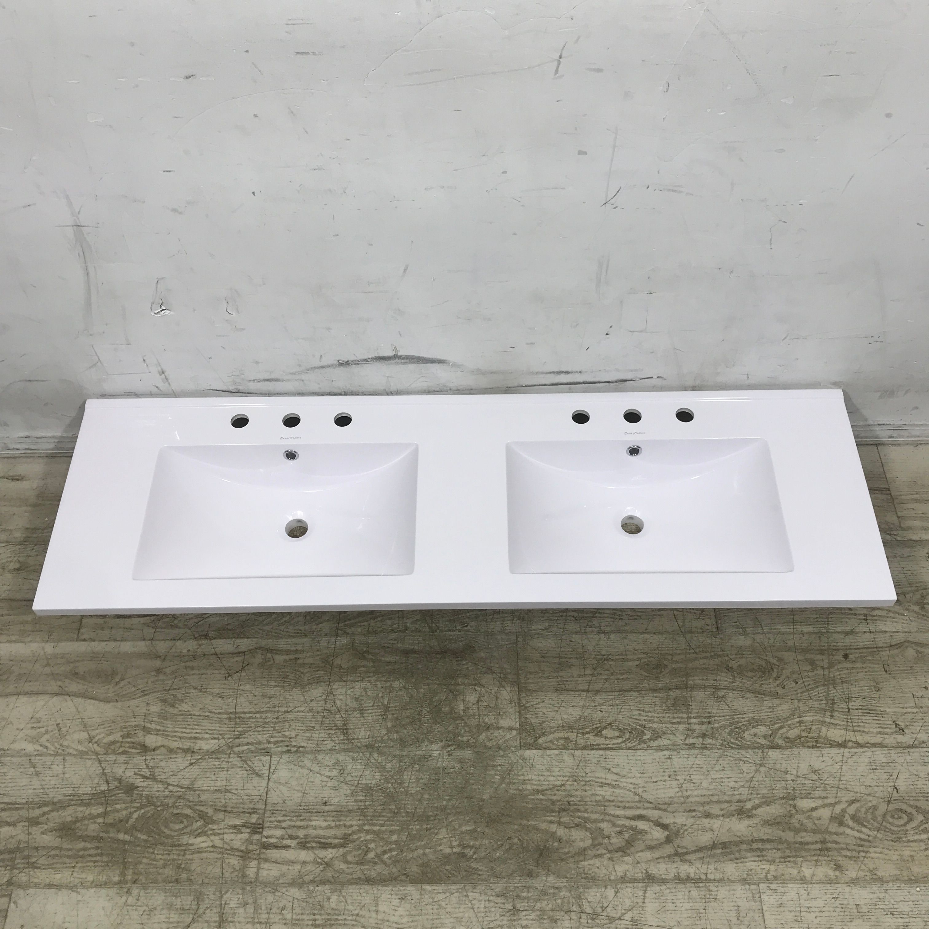 Swiss Madison 60" Ceramic Vanity Top in Glossy White