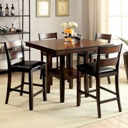 NORAH - 5 PIECE COUNTER HT. TABLE SET - ANTIQUE BROWN CHERRY