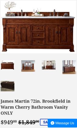 James Martin 72in. Brookfield in Warm Cherry Bathroom Vanity ONLY