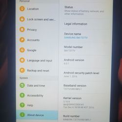Samsung Tablet E  M-t377t Verizon