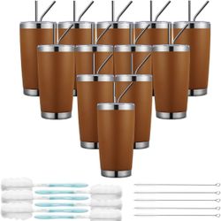COKTIK 12 PACK 20oz Tumbler Cup Double Wall Vacuum Insulated Travel Mug Bulk, Stainless Steel Tumblers with Lid, Durable Powder Coated Coffee Cups for