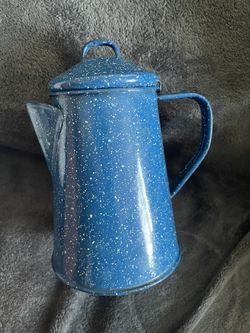 Enamel Water Kettle Hot Water Pot Camping Vintage Cookware