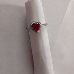 925 STERLING SILVER  "" RED' S HEART ❤""