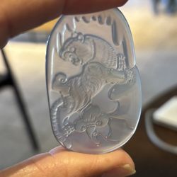Chinese Hand Carved white Jade pendant 