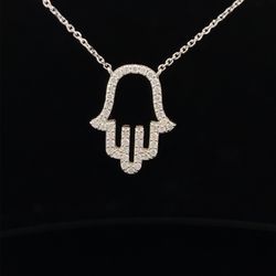 Hamsa Platinum Diamond Pendant