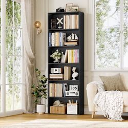 Bookshelves and Bookcases Floor Standing 6 Tier Display Storage Shelves 70in Tall Bookcase Home Decor Furniture for Home Office, Living Room, Bed Room