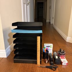 Desk organizer with office supplies