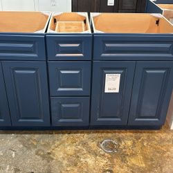 60” Blue raised panel bathroom vanity