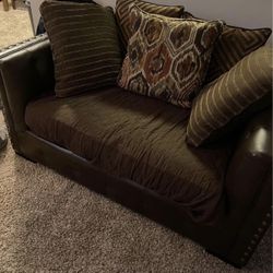 Brown Leather Loveseat 