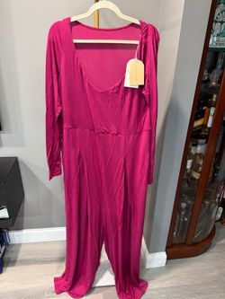 b.tempt'd Cascade V-Neck Long Sleeve Maxi Nightgown 3X