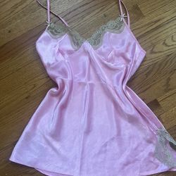 Pink coquette satin silk slip dress