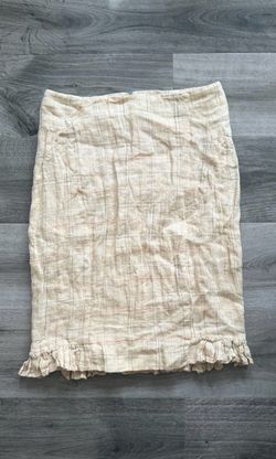 Vintage Bebe Linen Plaid Mini Skirt Ruffle Hem Coquette Y2K Cream Sz 4