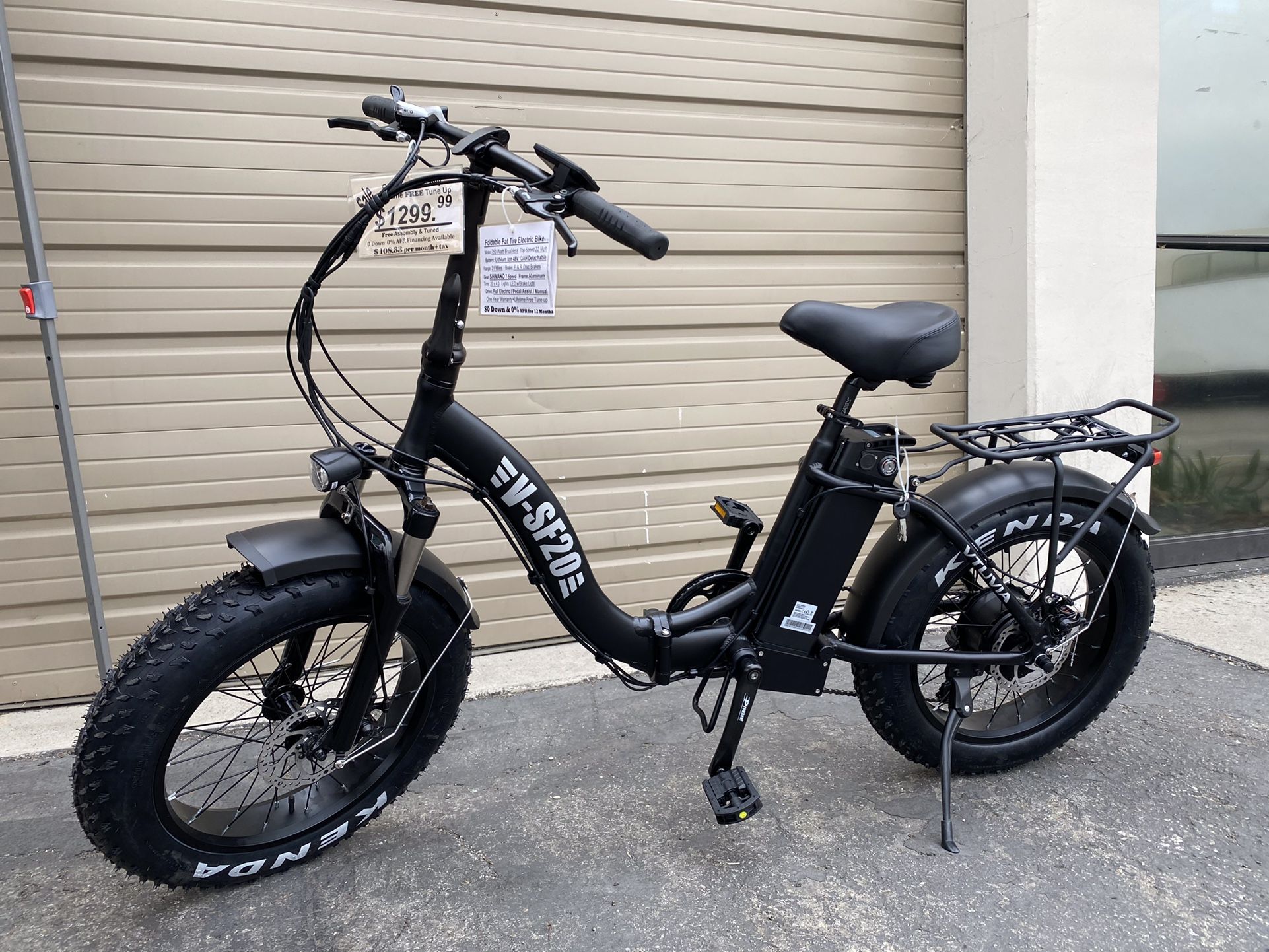 VTUVIA SF20 - 750 Watts Fat Tire Folding Aluminum Electric Bike in Black  (Easy Step Through) - Brand New