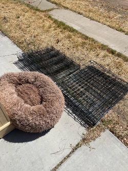 Metal Kennel and Plush bed