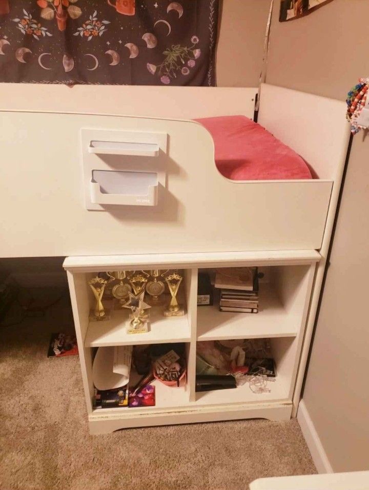 Children's Girl's White Loft Bed