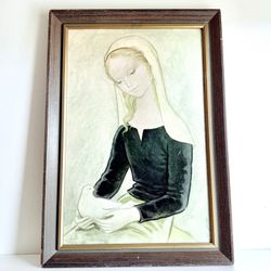 Vintage Girl With Dove Painting By Jandro On Board