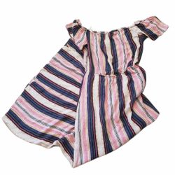 One Clothing Medium Pink Blue Black White Pinstripe Boho Tribal Maxi Dress Spring Easter Sunday Dress