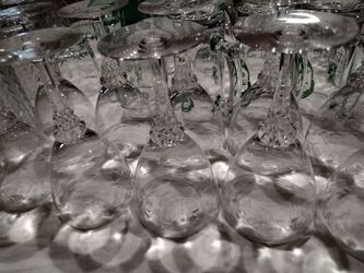 STEM GLASSES SET OF 10 ETCHED CRYSTAL