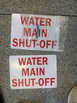 Main water shut off sign