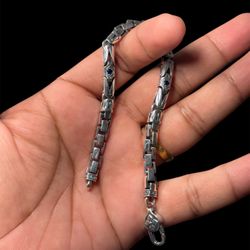 Italian 925 Sterling Silver Bracelet with Blue Stone | 8 Inch | 32g