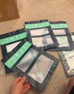 10 Pack Food Storage Bags Reusable Green Plastic Terp Bags, 8oz (1/2 LB), Double-Tracked Zip Closure, Heat Sealable, 58%-62% RH, Resealable (10 Pcs)  