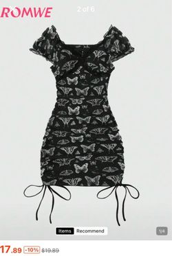 Romwe Butterfly Print Ruched Mini Dress