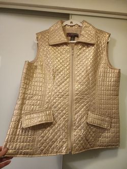 Peck & Peck Sz XL Gold Zipper Vest EUC 