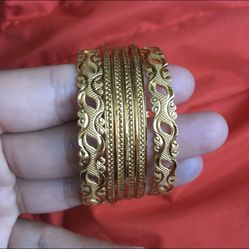 22k Gold Plated Indian Pakistani Bangles Set 