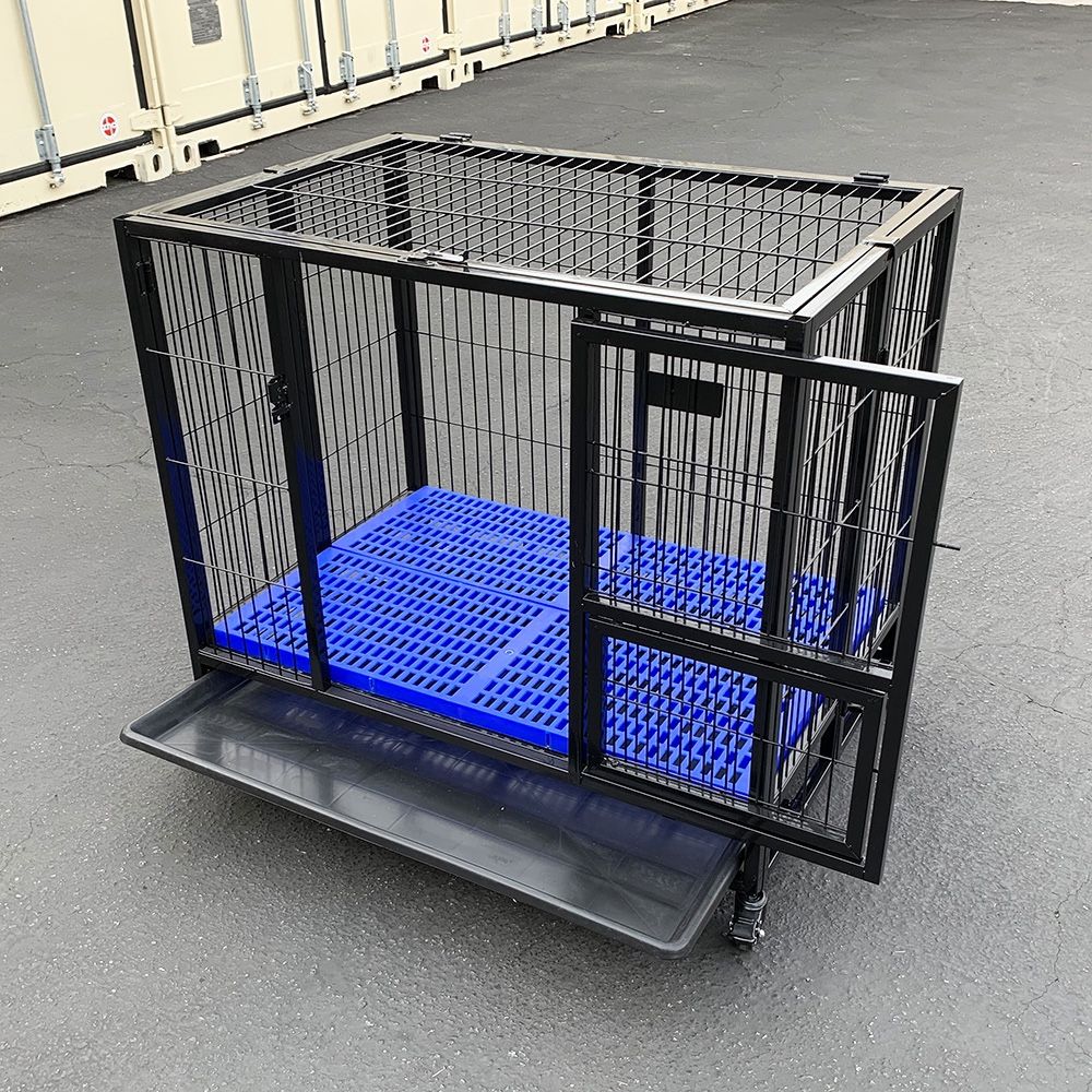 Brand New $150 Folding 37” Heavy Duty Dog Crate Cage Kennel, 37x25x33 inches