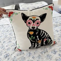 Dog Embroidery Throw Pillow 15x15inches