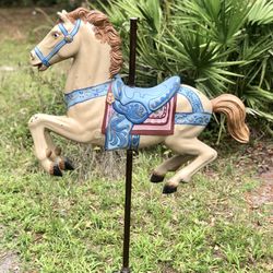 Vintage Full Size 37” Carousel Horse Original Pastel Paint
