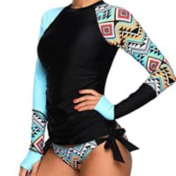Women's Tribal Long Sleeve Rash Guard Swimwear Set