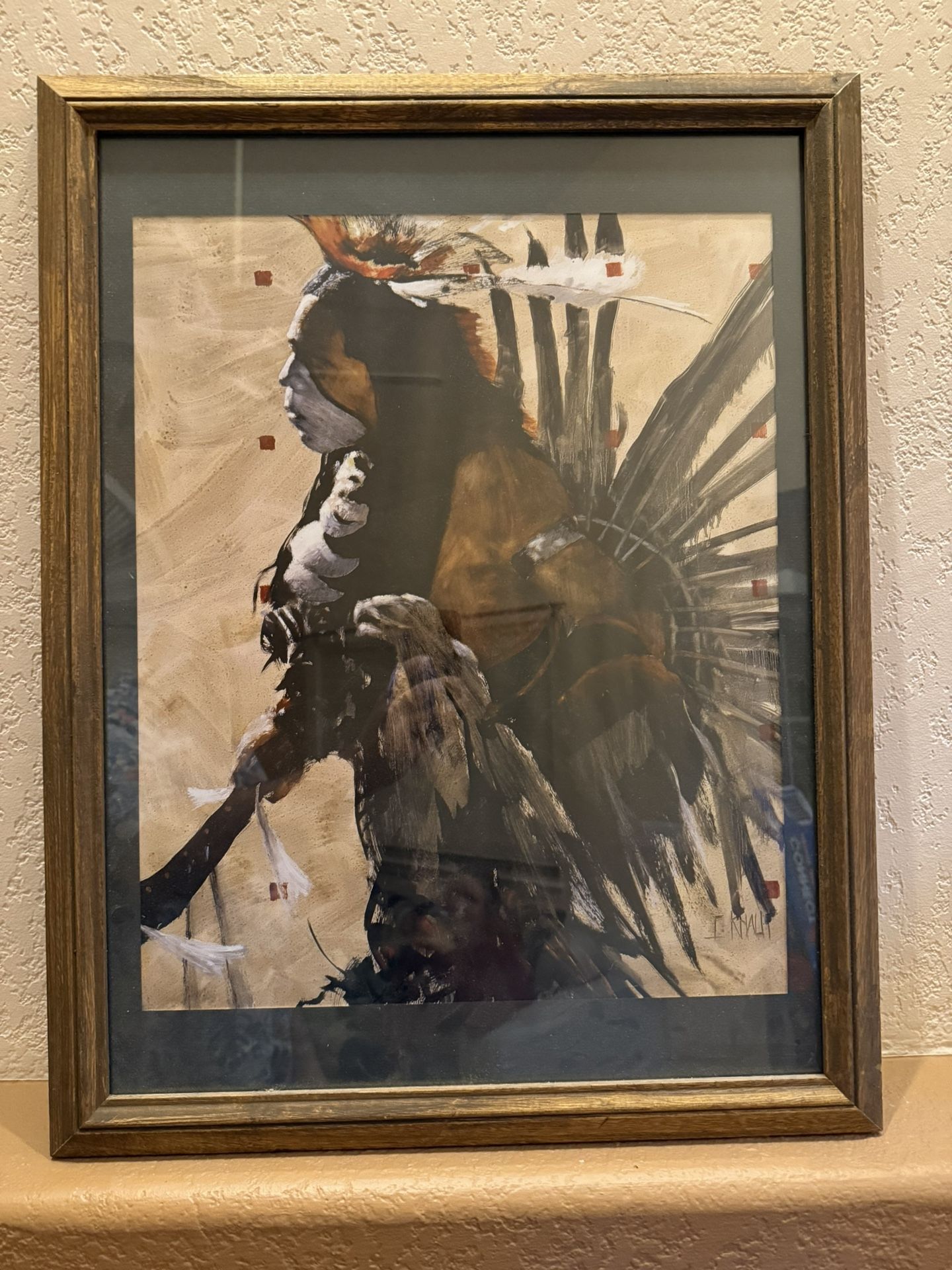 J.E. Knauf Framed Native American Print – “Spirit Warrior” Style