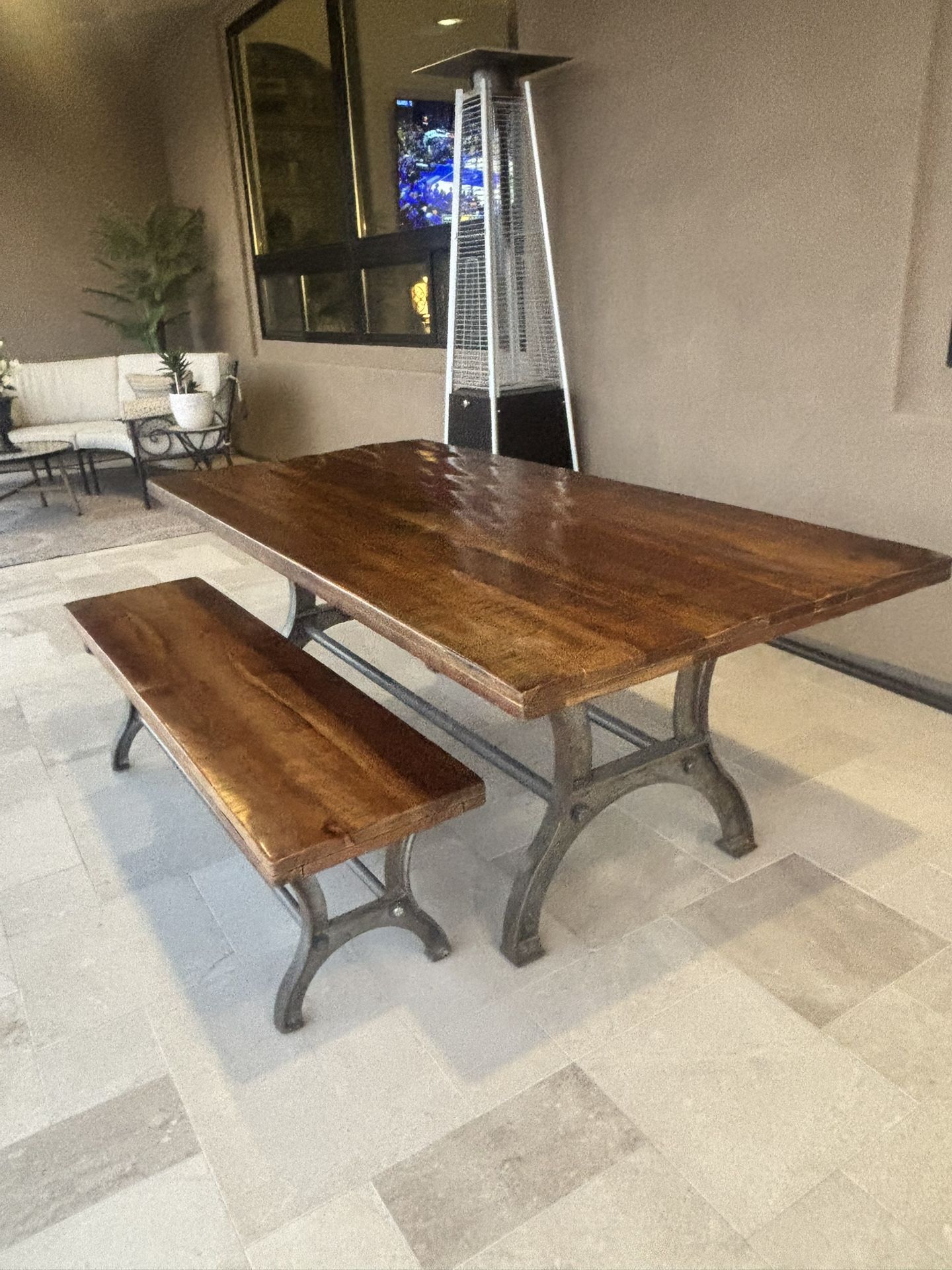 Solid Steel And Wood Table