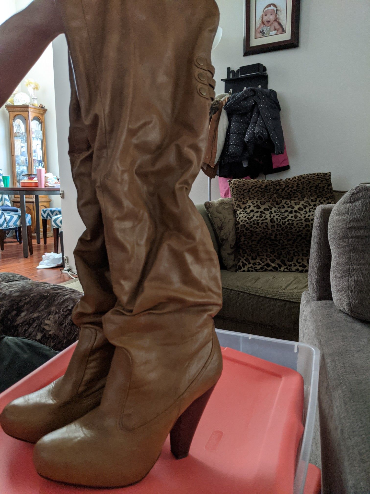 Knee high brown boots