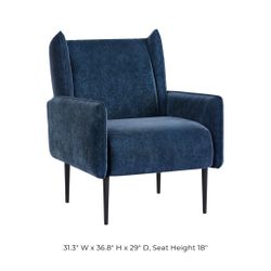 Modern Indigo Wingback Chair 