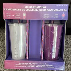 Set Of 2 Double Wall Color Changing Tumblers Brand New