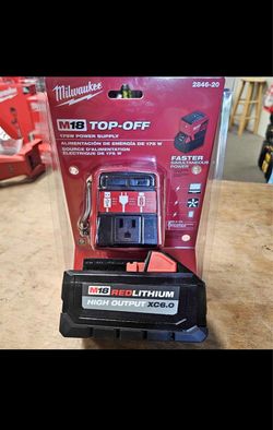 Milwaukee M18 TOP-OFF 18-Volt Lithium-Ion 175-Watt Powered Compact Inverter for M18 Batteries , includes (1) 6.0 battery