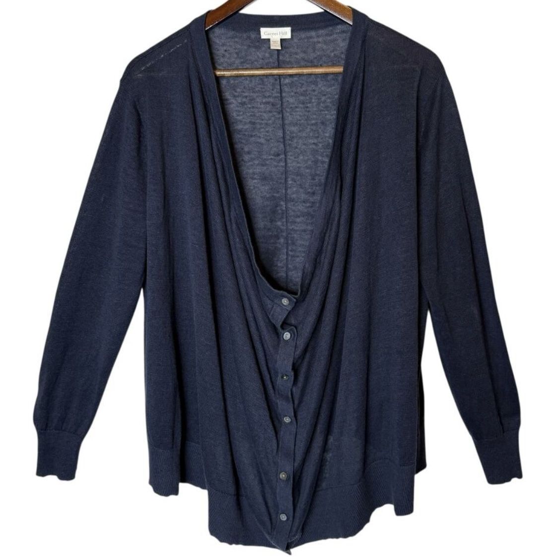 Garnet Hill Navy Linen Cardigan Large
