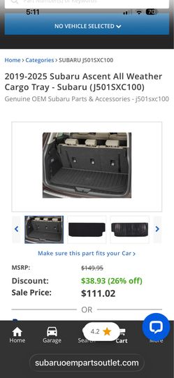 2019-2026 Subaru Ascent Cargo Mat