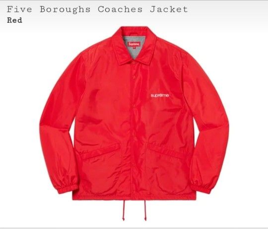 Supreme Five Boroughs Coaches Jacket Red Large