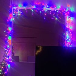 Christmas Lights - (2) Icicle  Style- Iridescent Color great For  Roof Top