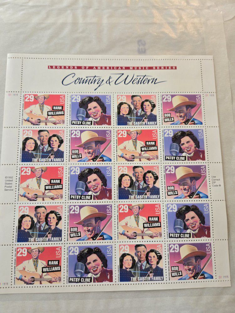 Country And Western Stamps Full Sheet Perfect Condition New