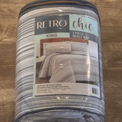 New Retro Chic King 3 Piece Quilt Set 