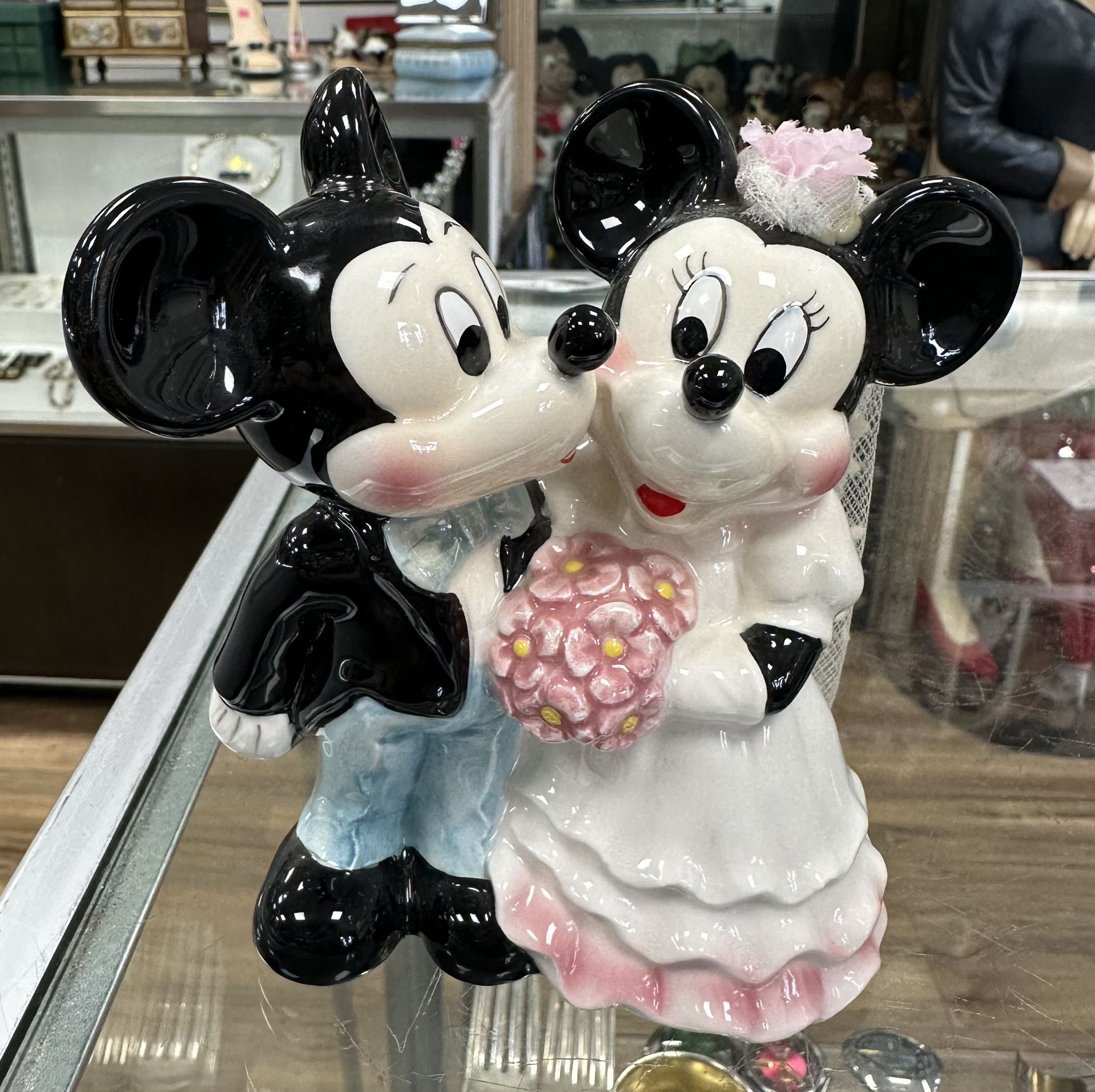 Disney Mickey & Minnie Vintage Wedding Bride & Groom Cake Topper 5” Figurine