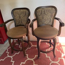 Solid wood, swivel, cushioned barstools 