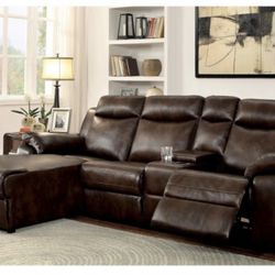Brown Sectional Sofa With Recliner (Free Delivery)