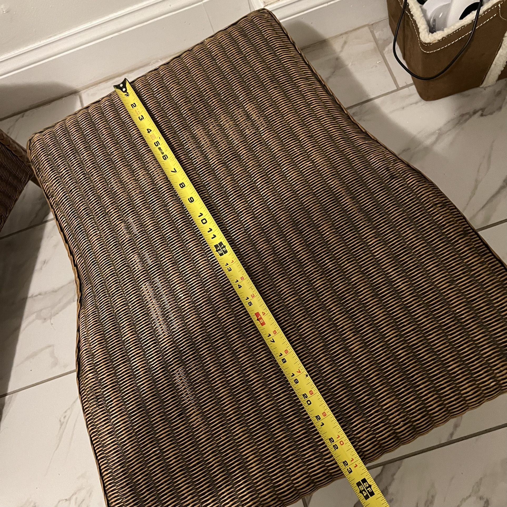 Crate and Barrel Wicker Ottoman Footstool set of two